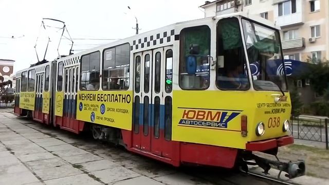 Трамвай Татра КТ4 двухкабиная в Евпатории. смотреть онлайн