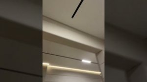 Натяжной потолок с трековым освещением и световыми ли