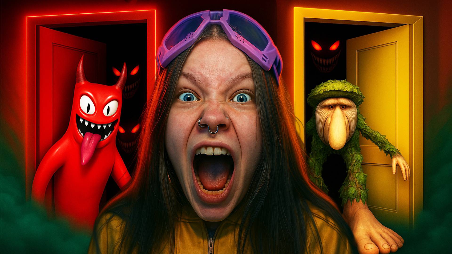 КРАСНАЯ ДВЕРЬ ЖЕЛТАЯ ДВЕРЬ в РЕАЛЬНОЙ ЖИЗНИ! Какие монстры за дверью?! смотреть онлайн