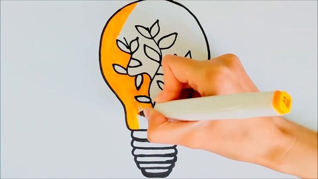 How to draw a light bulb | Drawing for children | Милые рисунки для детей | РАСКРАСКА | смотреть онлайн