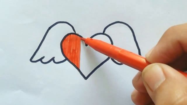 How to draw a cute heart with wings/Как нарисовать милое сердце с крыльями #heart #wings #draw #ras смотреть онлайн