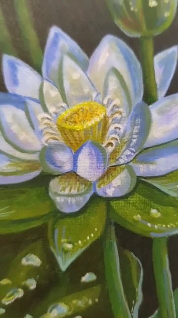 Процесс создания картины с кувшинкой #акриловаяживоп? смотреть онлайн