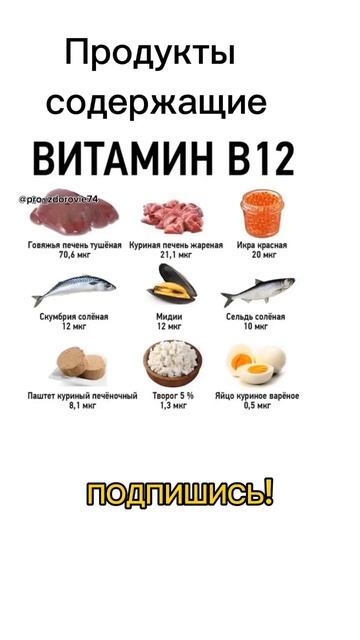 Продукты содержащие витамин В12‼️ #здоровье #бытьздор смотреть онлайн