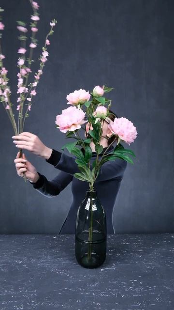Новый букет 🌺🌺Ветка пион шелк 86см – 1шт🌱Куст цвету? смотреть онлайн