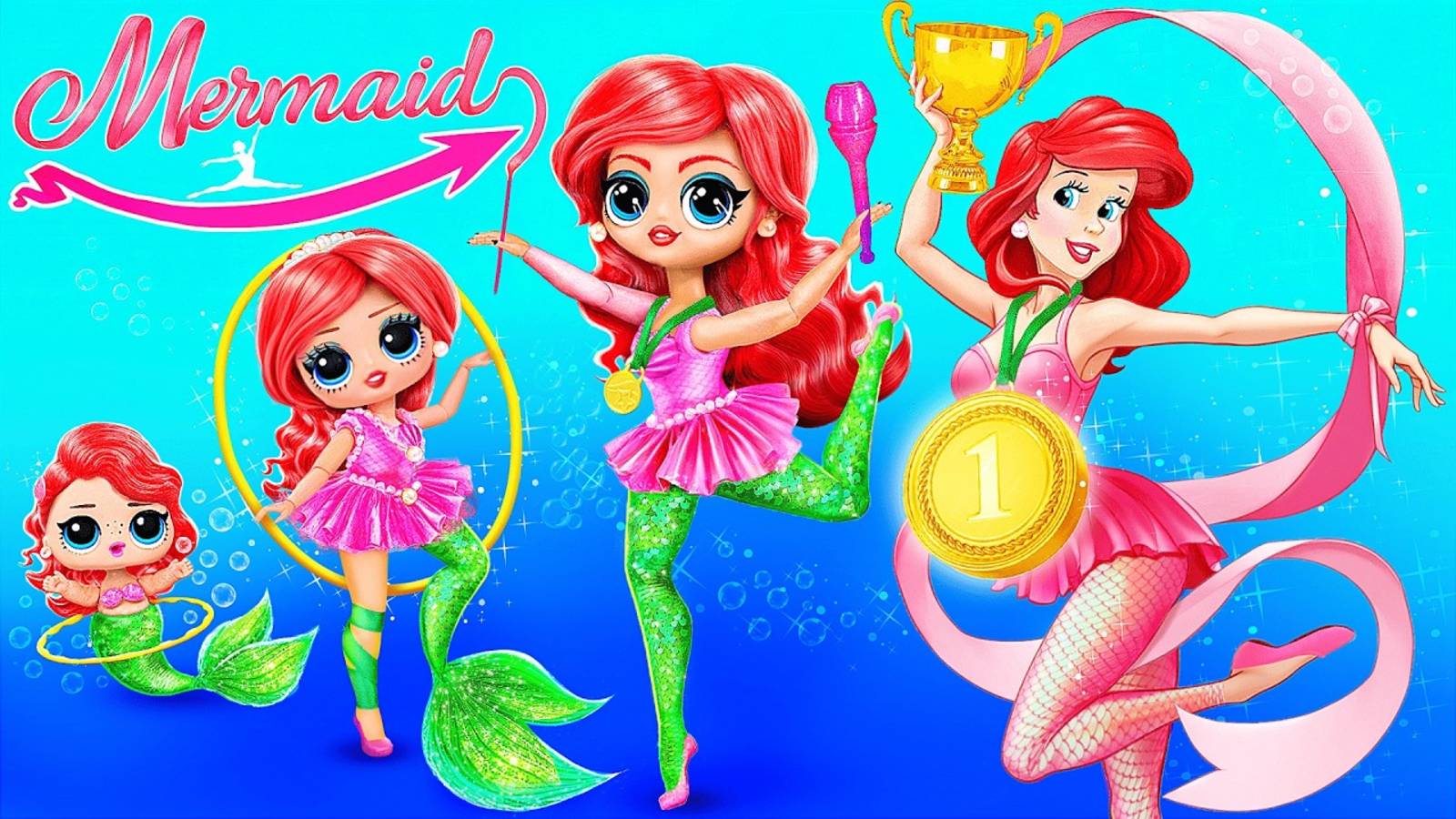 Русалочка стала гимнасткой: Взросление Русалки! Поделки для кукол ЛОЛ смотреть онлайн