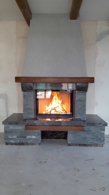 Камин, отделка талькомагнезитом