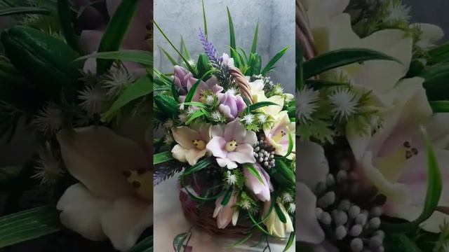 Сувенирное мыло ручной работы. Букет "Лилии в корзине" смотреть онлайн