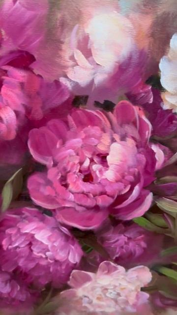 Картина маслом на холсте «Махровые пионы» 60х100 смотреть онлайн