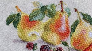 Вышивальный дневник:задания вышивальщицы часть #2, готовая работа »Груши» от «Алисы» 2020 г.