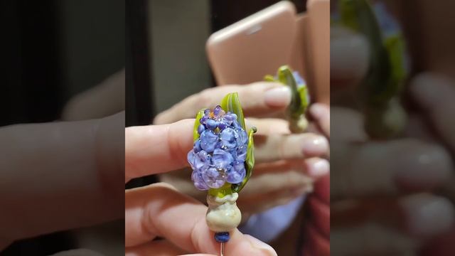 Брошь игла Гиацинт. Ручная работа, итальянское стекло, смотреть онлайн