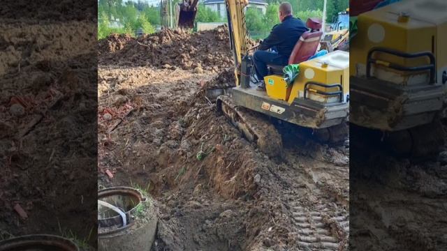 Работа на миниэксваваторе янмар .Jcb вязнет. Раскопка с? смотреть онлайн