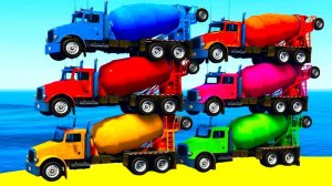 Развивающий Мультики про Машинки для Детей Цветные Грузовики Миксер
