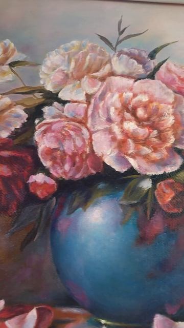 Картина маслом "Пионы в вазе" смотреть онлайн