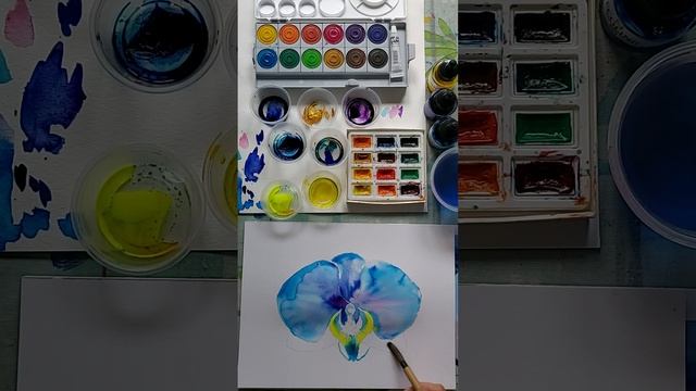 Голубая Орхидея акварелью/ Blue Orchid Watercolor смотреть онлайн