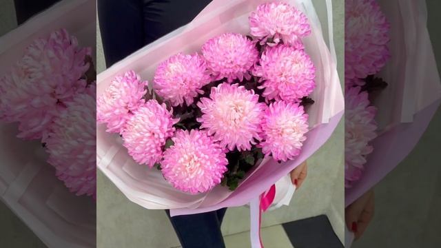 Букет из 9 розовых хризантем Дека "Рапунцель" смотреть онлайн