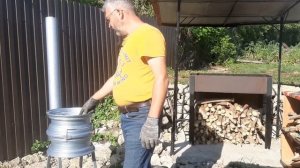 Печь для казана из дисков своими руками