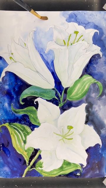 Лилии акварелью🎨🖌️#art #flowers #lily #акварель #творчество смотреть онлайн