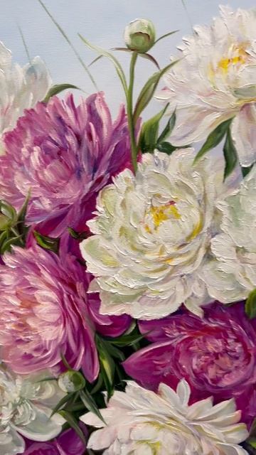 Картина маслом на холсте «Пионы» 60х70. Цена 37.000 рублей. смотреть онлайн