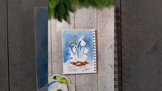 РИСУЕМ ПОДСНЕЖНИКИ АКВАРЕЛЬЮ. СКЕТЧ смотреть онлайн