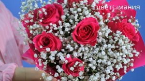 Букет из роз и гипсофил