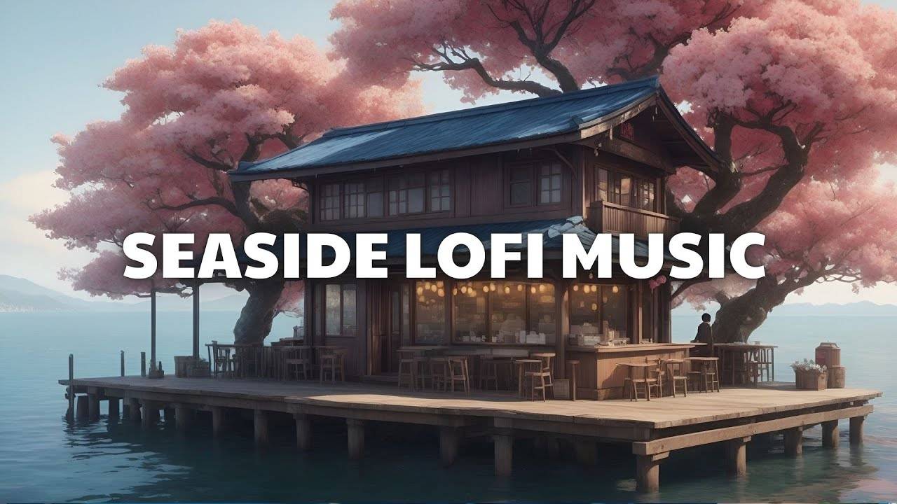 🍷Japanese Seaside Lofi  🌊 Relaxing Chill Beats From A Quiet Shop With Ocean Breeze And Sunset Ligh