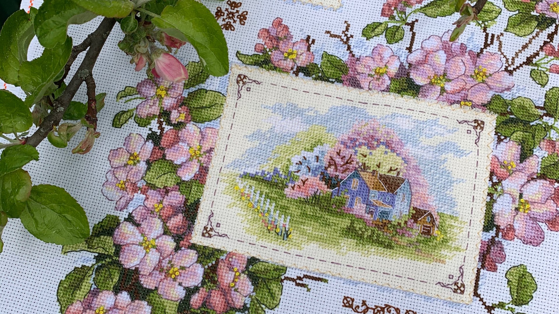 Вышивка крестом/Обзор набора и готовая работа «Весенний семплер» от Мережки.2020 г. смотреть онлайн