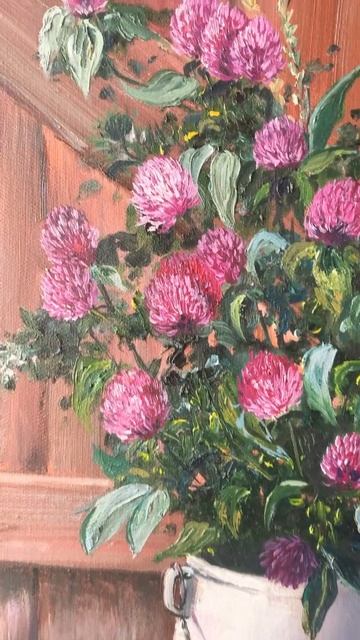 Картина маслом Цветы клевер #творчество #art #painting #flowers смотреть онлайн