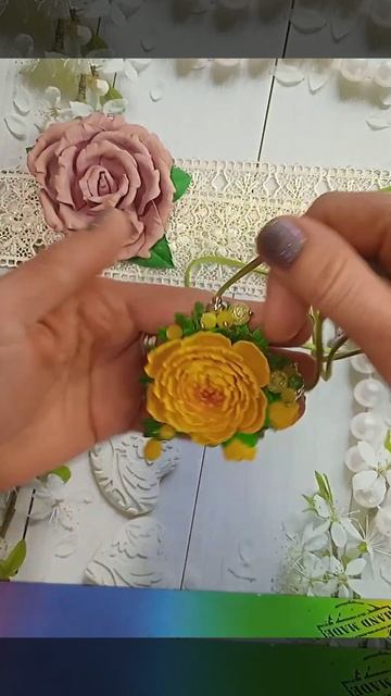 Комплект Лимонные пионы. #diy #handmade #украшения #jewelry #брас смотреть онлайн