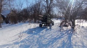 Хитрый способ езды на мотоблоке по глубокому снегу