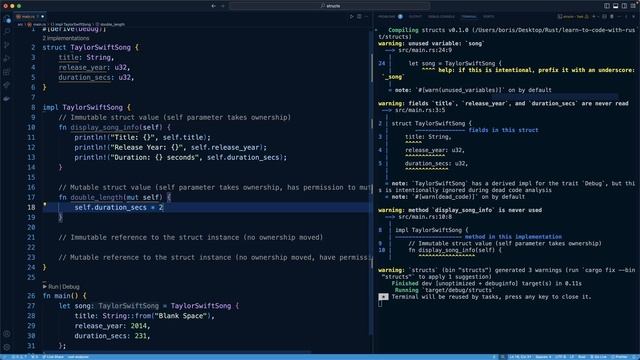 9.011. self Parameter as Mutable Struct Instance смотреть онлайн