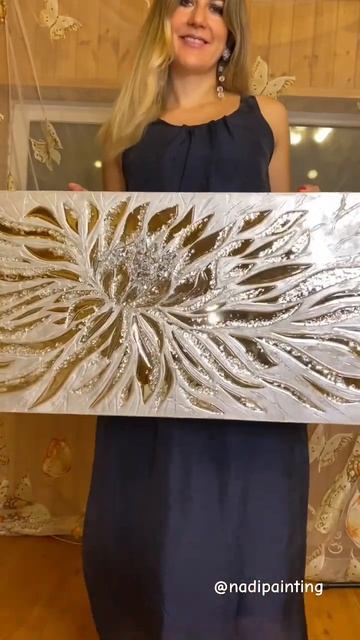 Интерьерная картина зеркальный морозный пион NADI painting смотреть онлайн