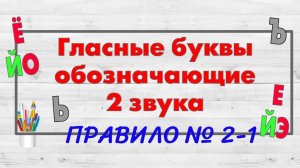 Буквы Е, Ё обозначающие  2 звука 2. После Ъ и Ь знака.