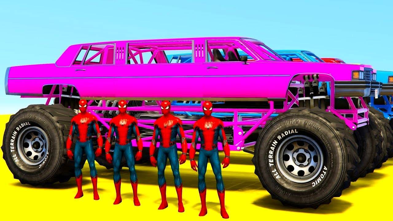 Мультики про Длинные Машинки Монстр Трак и Гидроциклы Мультфильм про Машинки для Детей