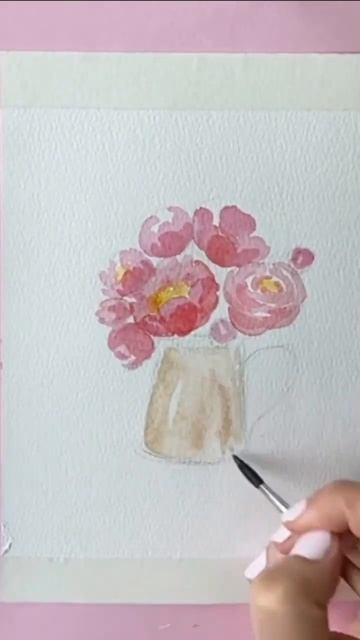 Очень нежный букет пионов в кувшине #watercolor_painting_tutorial #wa смотреть онлайн