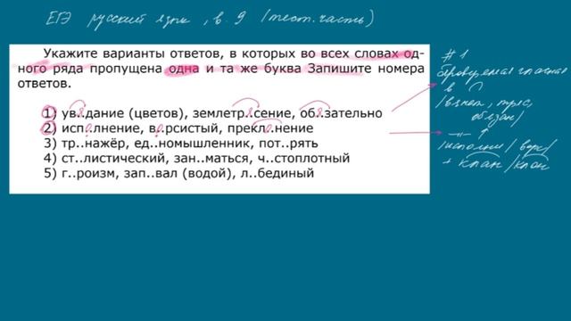 ЕГЭ РУССКИЙ ЯЗЫК | 11 класс | Вопрос 9 | Написание гласных смотреть онлайн