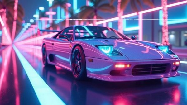 Miami Ocean Drive 1984 – Sunset Streets & Synthwave Dreams