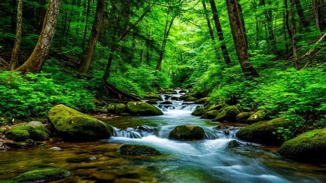 Звуки природы, ручей в лесу, журчание воды, музыка для релаксации, медитации и сна