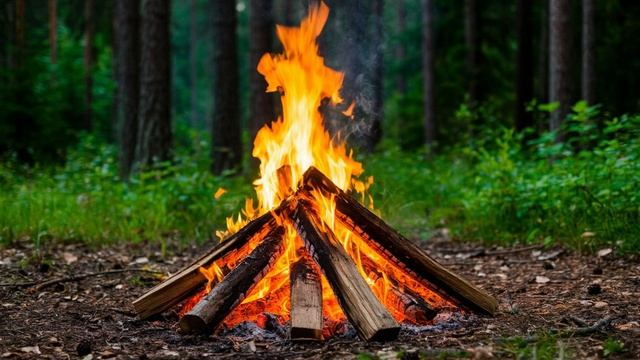 Звуки природы, успокаивающие звуки костра, пение птиц, музыка для релаксации и медитации