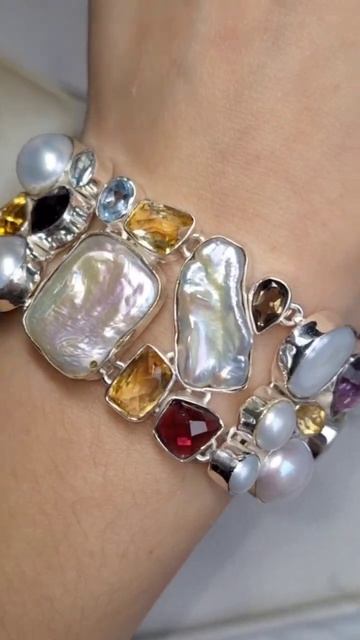 WhatsApp+79038171153 Браслет с жемчугом, раухтопазом,цитринами,