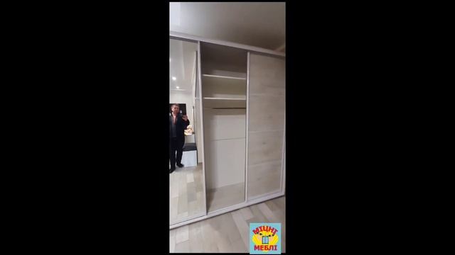 Шафа-купе ДСП дуб білений дзеркало ДСП на 4 частини біл смотреть онлайн