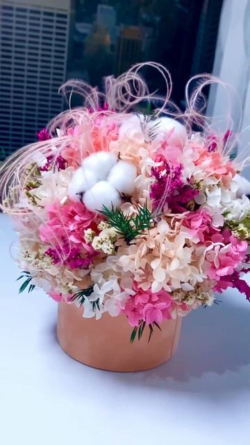 Яркая композиция из нежного хлопка и неувядающей горт