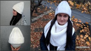 Шапка спицами 6 на 4 лицевыми и изнаночными петлями. Мастер-Класс