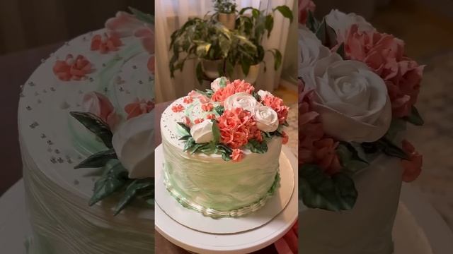 ГОРТЕНЗИИ и РОЗЫ украшения БЗК #cake #kuchen #pastel #hortensia #горт
