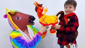 Брозаврики играют в настольные игры Дети играют в ковбоя Развивающее видео для детей