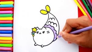 Как нарисовать и раскрасить КОТЕНКА РУСАЛОЧКУ