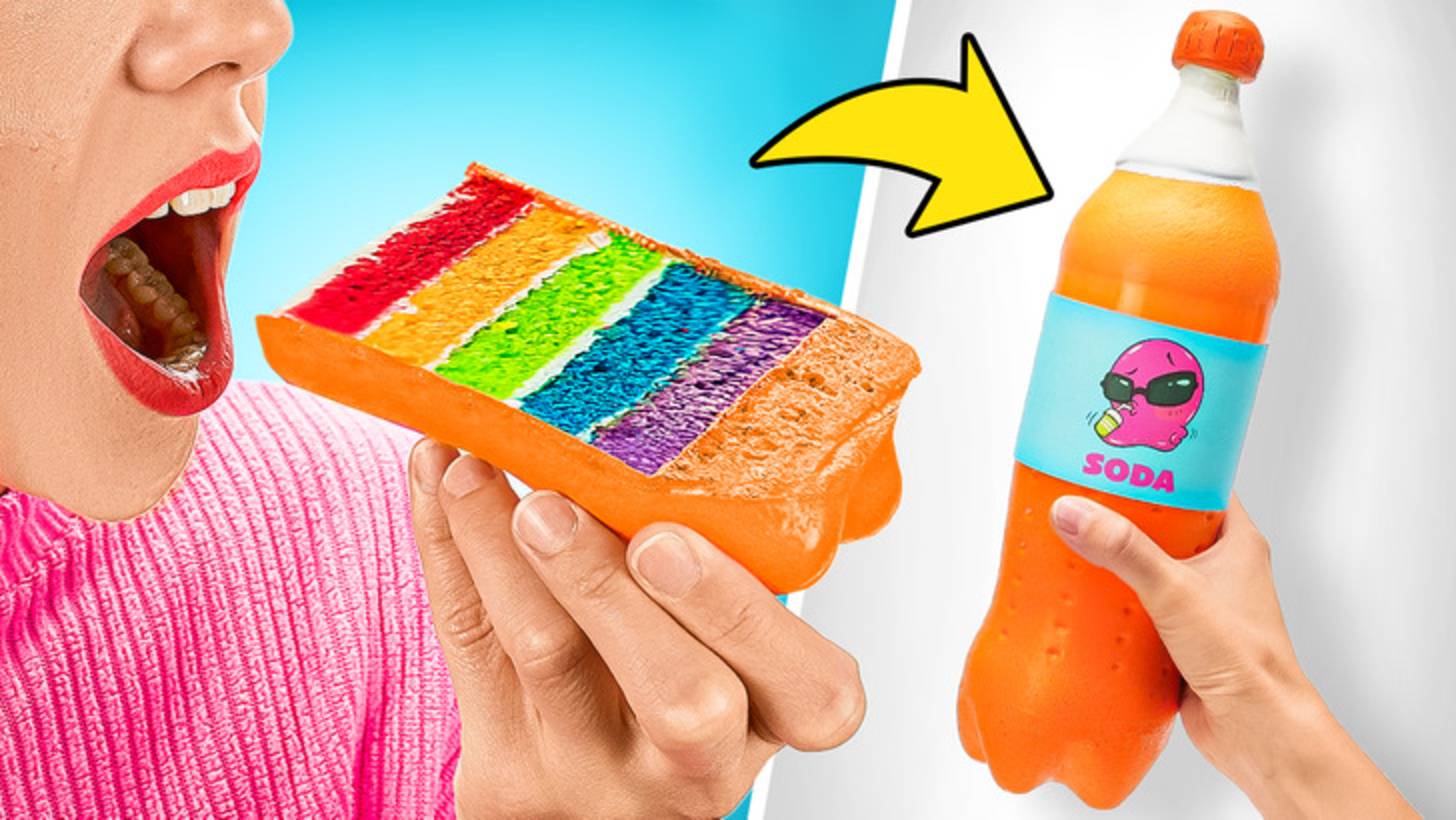 🍰Торт-бутылка с радужной газировкой 🌈 Необычный рецепт смотреть онлайн