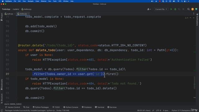 5. FastAPI Project Delete Todo (User ID) смотреть онлайн