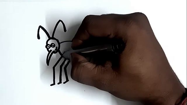 How to draw a mosquito/Как нарисовать комара/Cara menggambar nyamuk/Cómo dibujar un mosquito смотреть онлайн