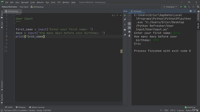 14. Getting User Input смотреть онлайн
