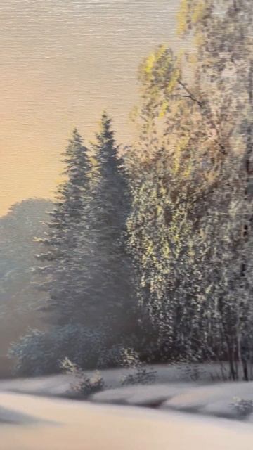 Картина маслом на холсте «Зимнее утро» 60х100. Цена 55.000 р смотреть онлайн